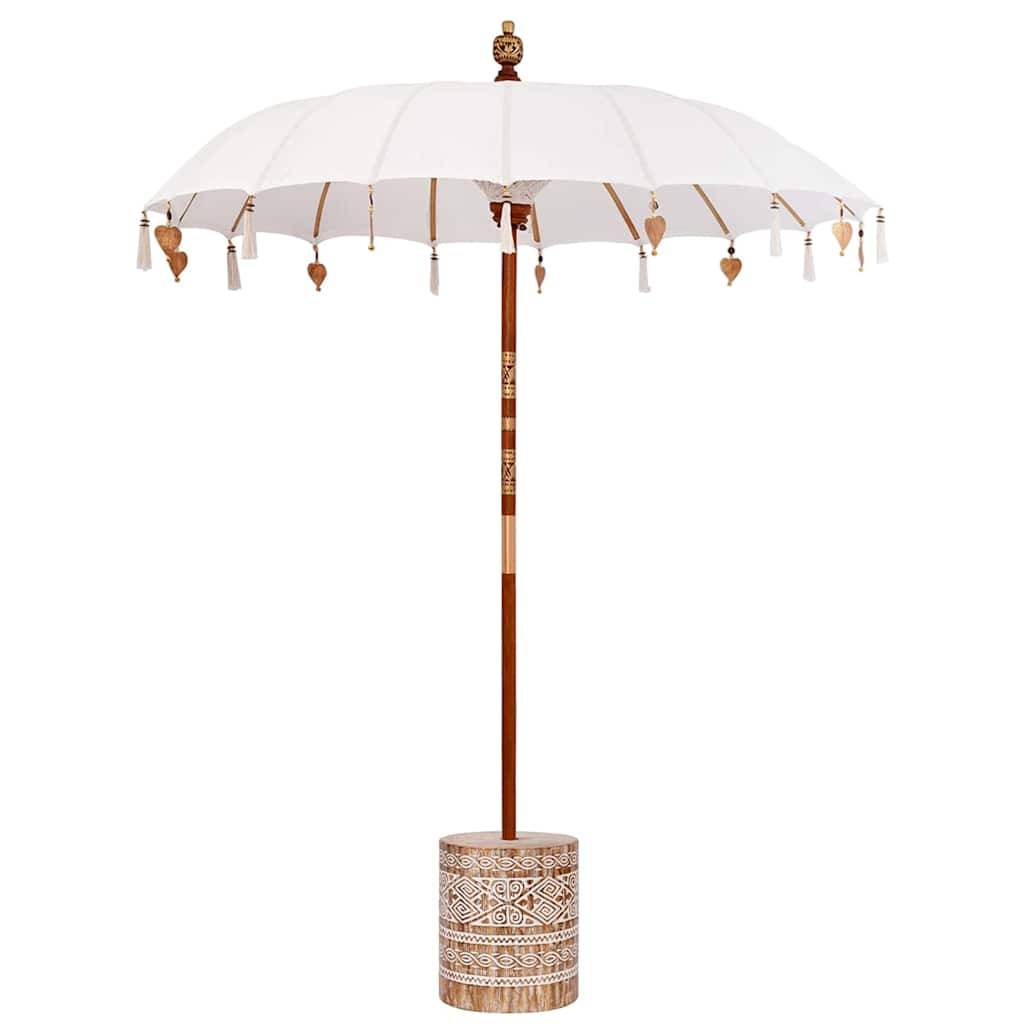 vidaXL Balinesischer Sonnenschirm mit Sockel Creme 185 x 185 x 260 cm