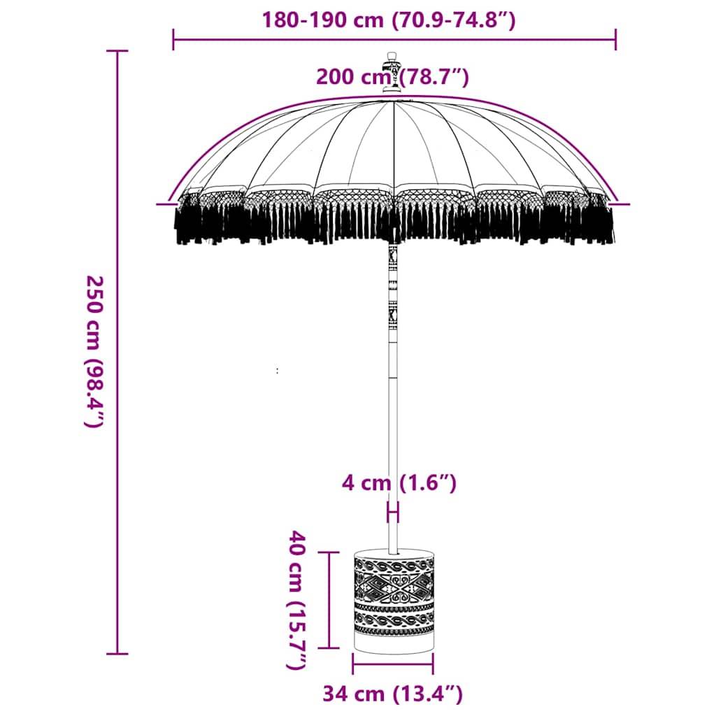 vidaXL Balinesischer Sonnenschirm 260 Creme 180-190 cm
