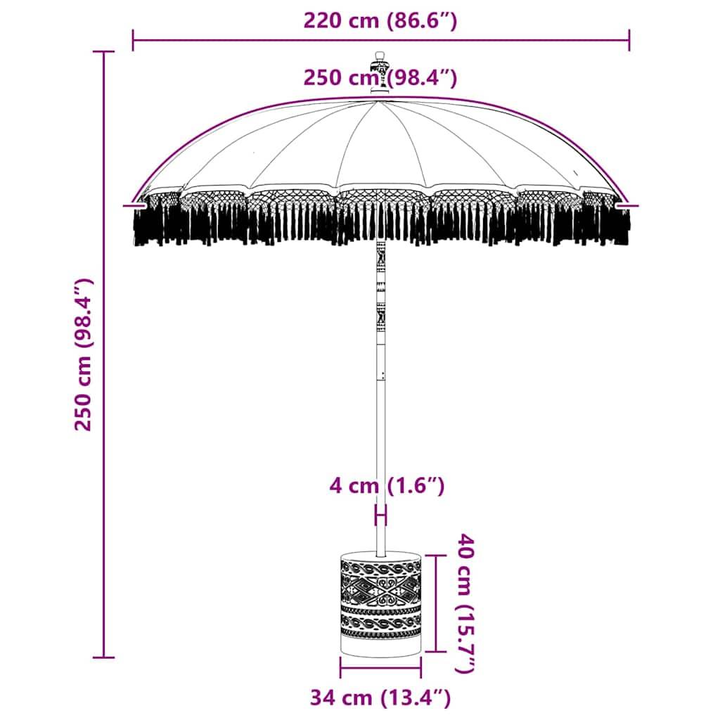 vidaXL Balinesischer Sonnenschirm 260 Creme 210-220 cm