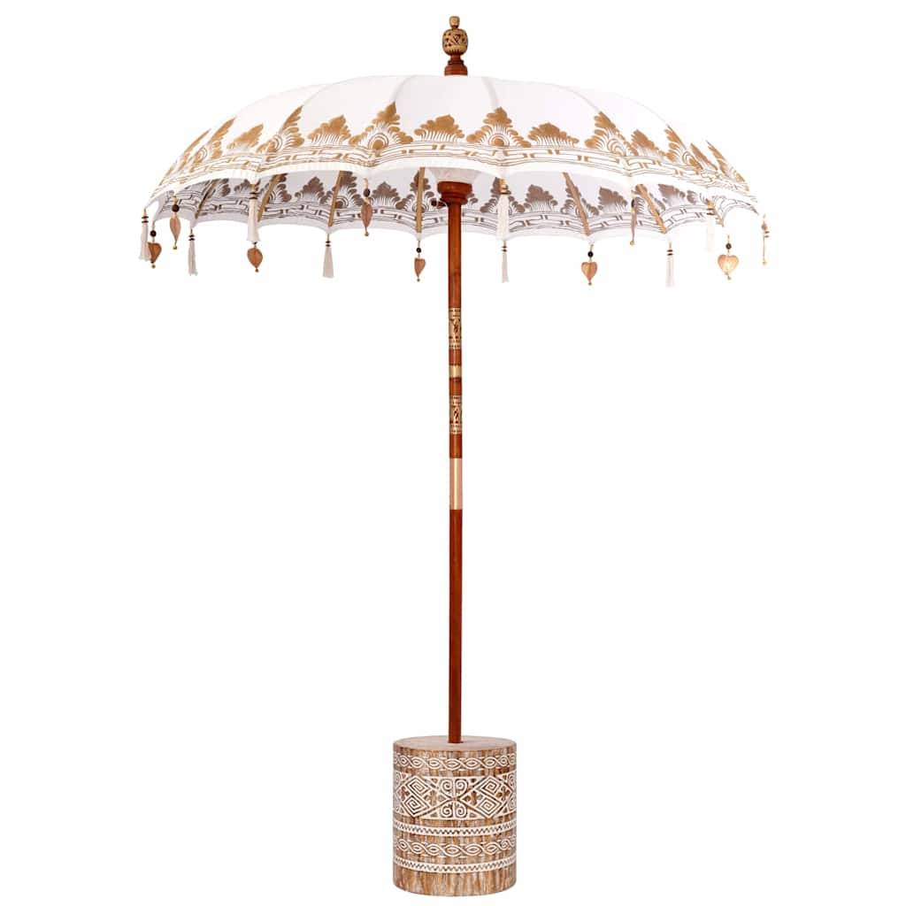 vidaXL Balinesischer Sonnenschirm mit Sockel Creme 185 x 185 x 260 cm