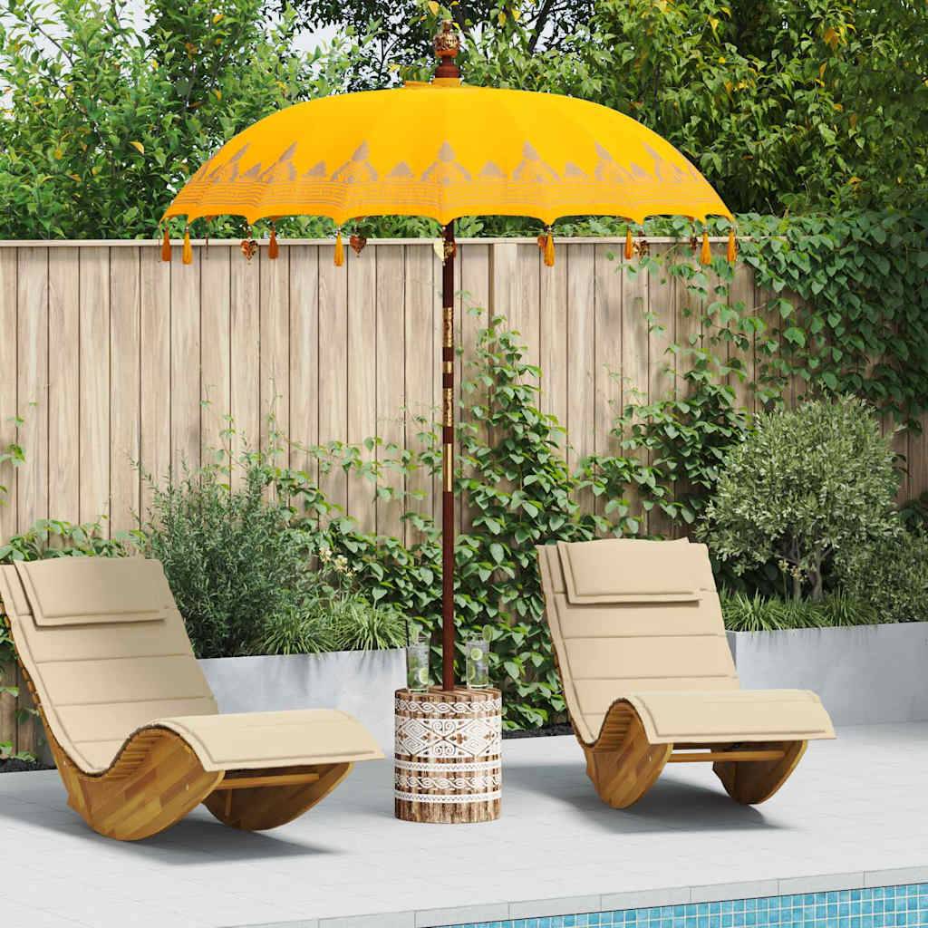 vidaXL Balinesischer Sonnenschirm mit Sockel Gelb 185 x 185 x 260 cm