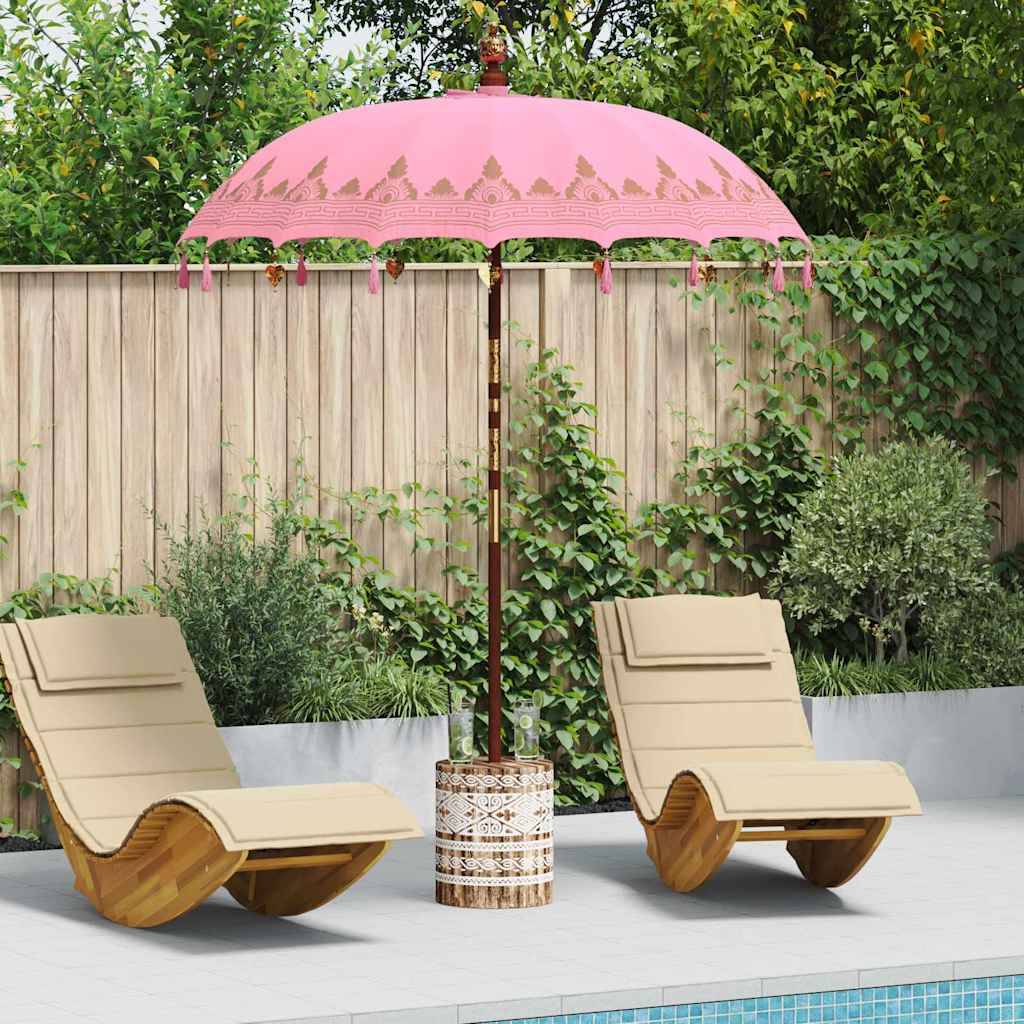 vidaXL Balinesischer Sonnenschirm mit Sockel Rosa 185 x 185 x 260 cm