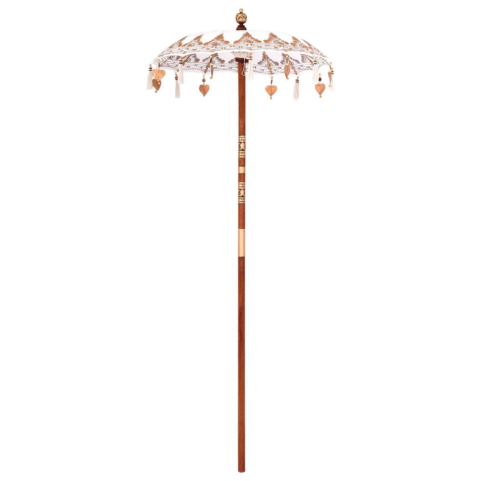 vidaXL Balinesischer Sonnenschirm mit Sockel Creme 95 x 95 x 260 cm
