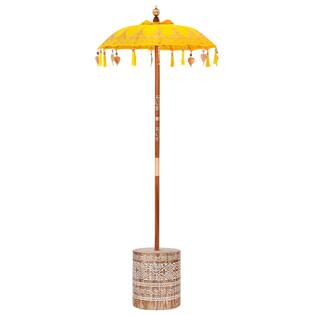 vidaXL Balinesischer Sonnenschirm mit Sockel Gelb 95 x 95 x 260 cm