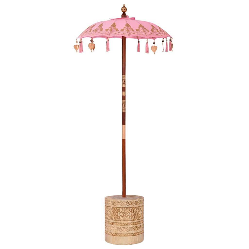 vidaXL Sonnenschirm mit Fuß Pink und Braun 250 cm Baumwolle und Holz