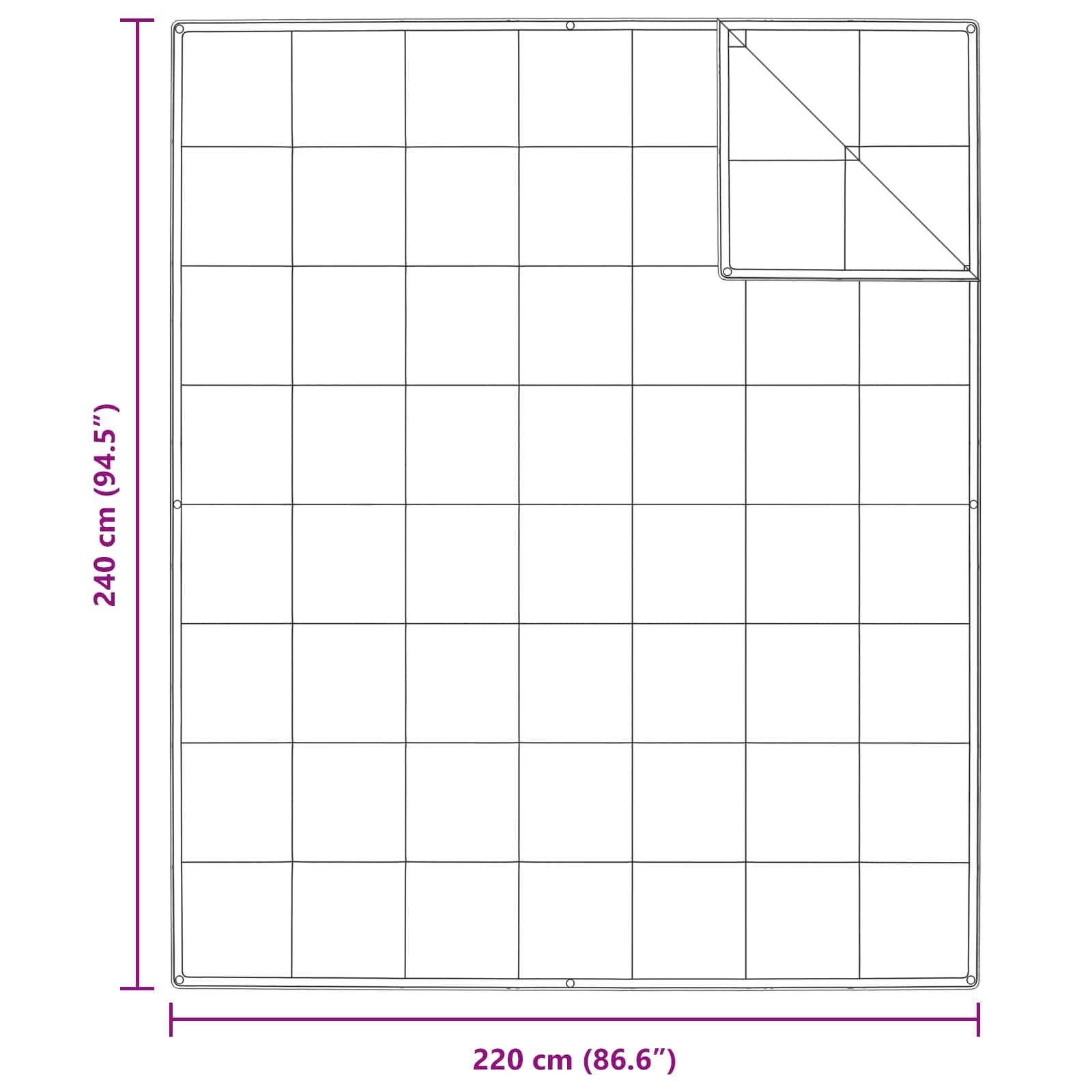 Grundriss mit einem Rechteck, beschriftet mit '240 cm (94,5