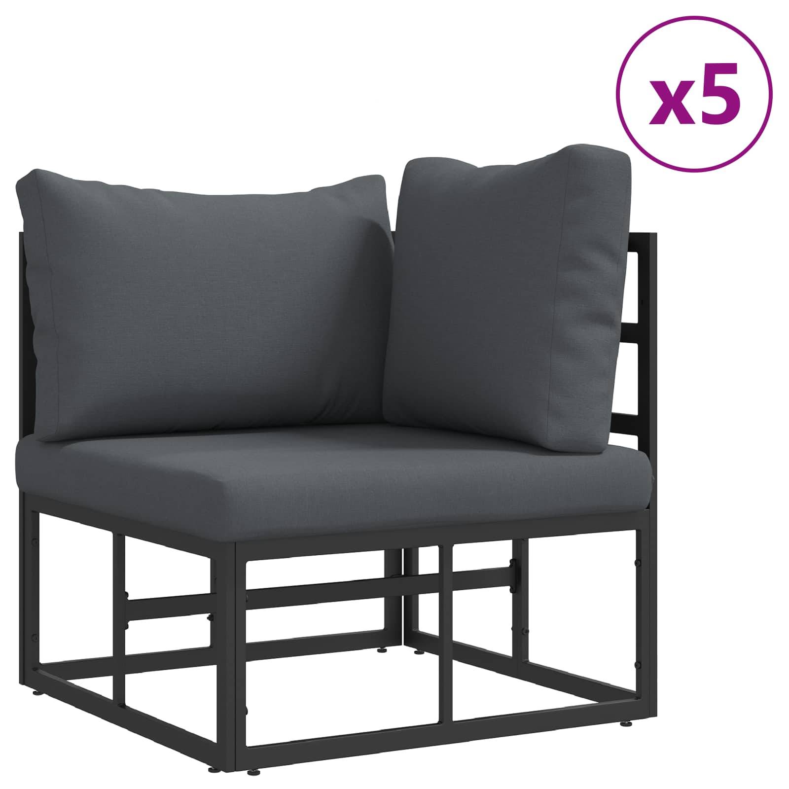 vidaXL Gartensofa-set mit Kissen 11 pcs Schwarz Aluminium