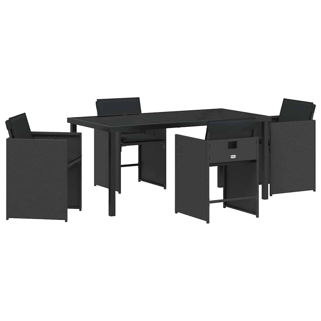 vidaXL Garten Essgruppe 5 pcs Schwarz Poly-Rattan