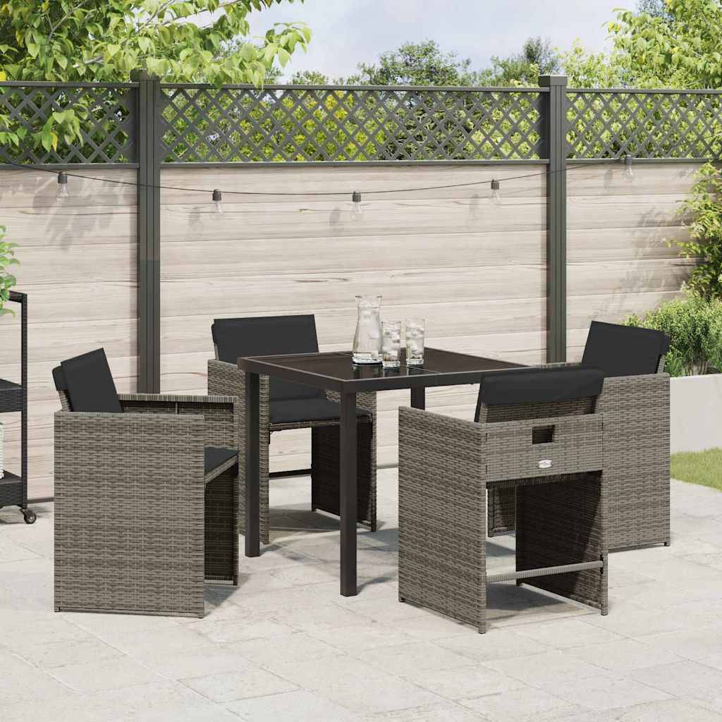 vidaXL Garten Essgruppe 5 pcs Grau Poly-Rattan