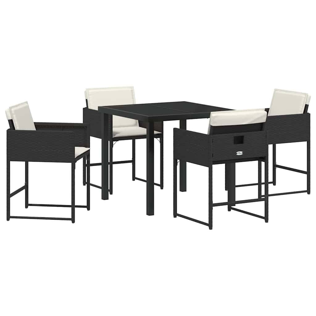 vidaXL Garten Essgruppe 5 pcs Schwarz Poly-Rattan
