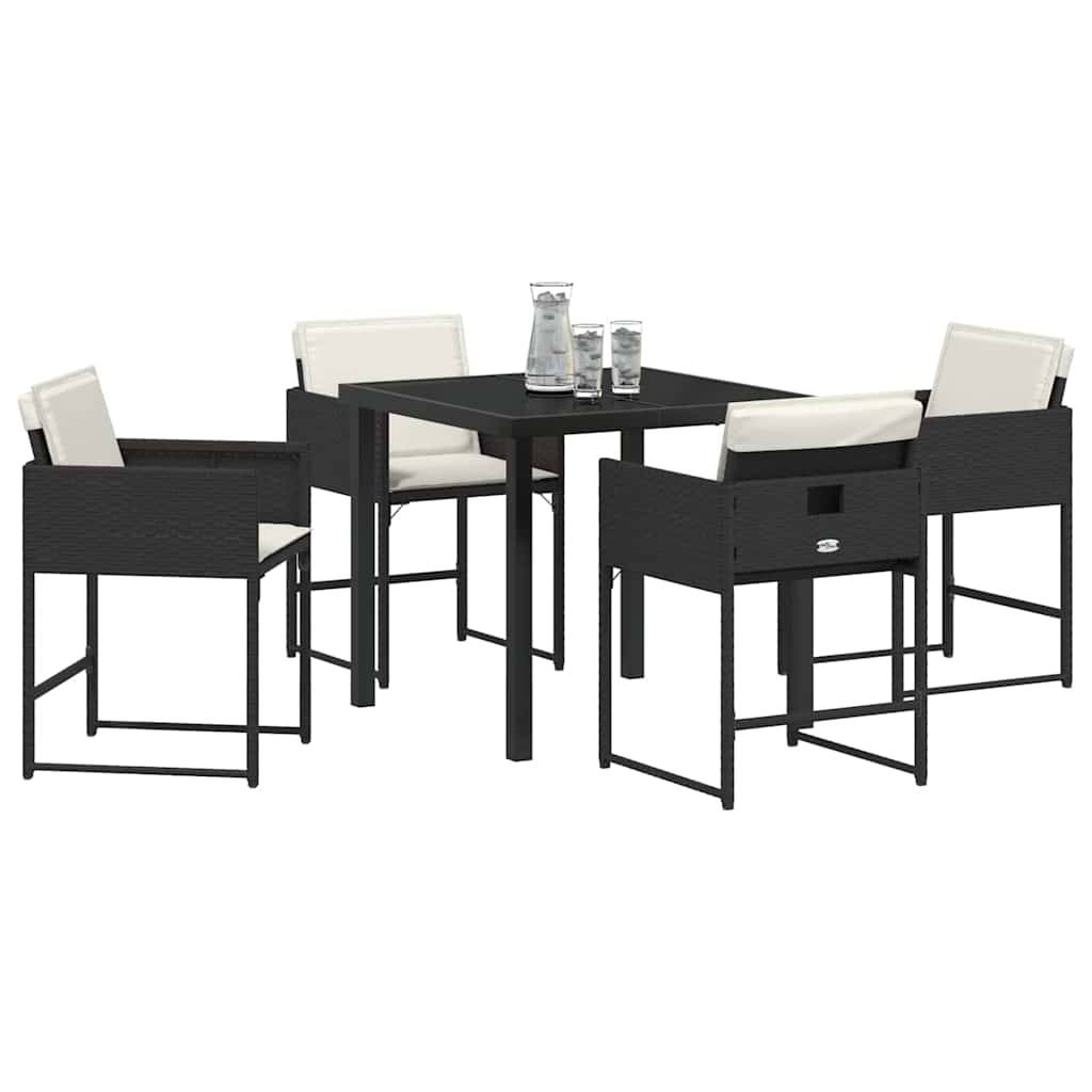 vidaXL Garten Essgruppe 5 pcs Schwarz Poly-Rattan