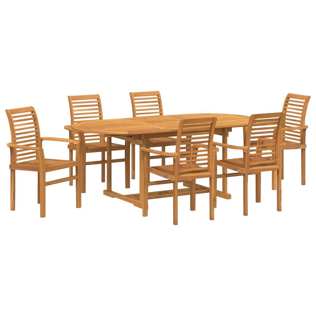 vidaXL Garten-Essgruppe 7 Stk. Braun Massives Teakholz