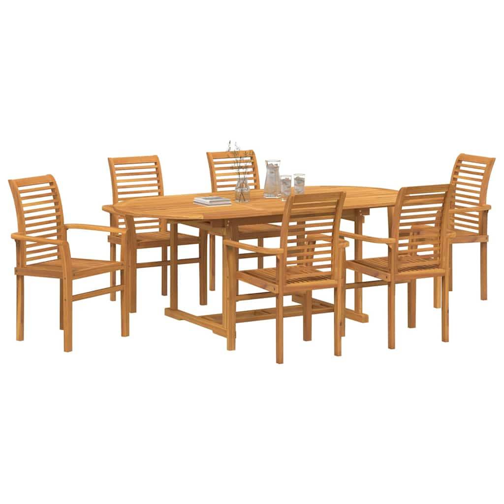 vidaXL Garten-Essgruppe 7 Stk. Braun Massives Teakholz