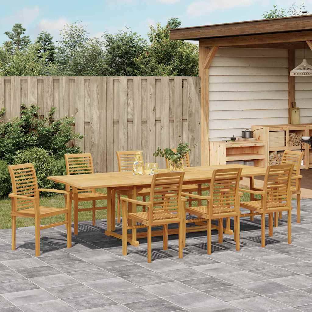 vidaXL Garten Essgruppe 9 pcs Braun Massivholz Teak