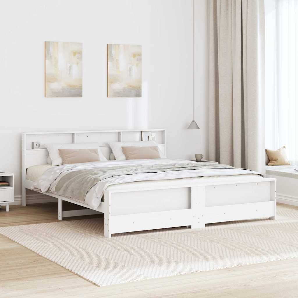 vidaXL Bettrahmen mit Kopfteil Weiß 200 x 200 cm Holzwerkstoff