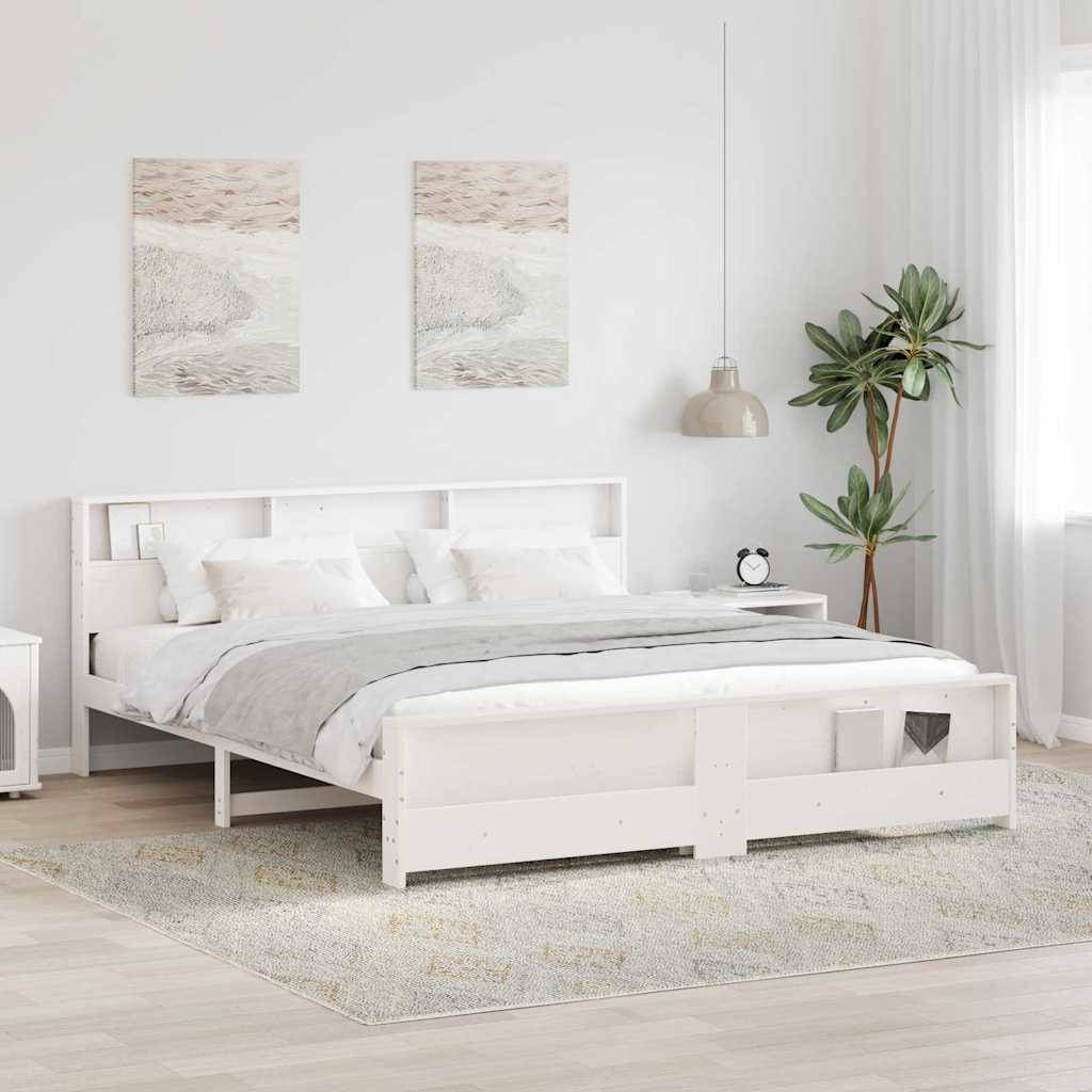 vidaXL Bettrahmen mit Kopfteil Weiß 200 x 200 cm Holzwerkstoff