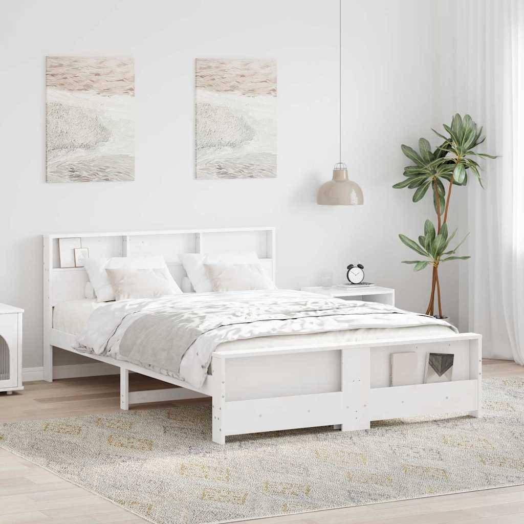 vidaXL Bettrahmen mit Kopfteil Weiß 140 x 200 cm Holzwerkstoff