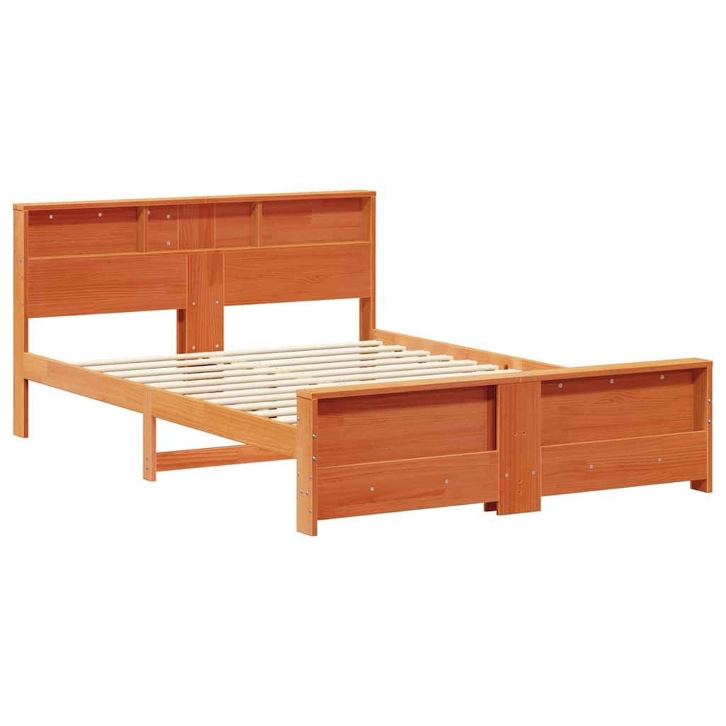 vidaXL Bettrahmen mit Kopfteil Wachsbraun 140 x 200 cm Holzwerkstoff