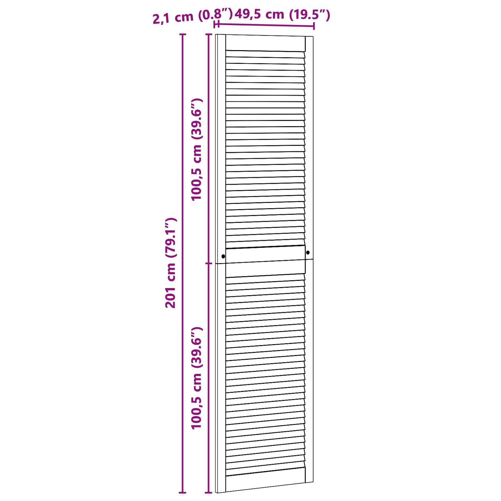 Türmaße mit Lamellen: Höhe 201 cm (79,1