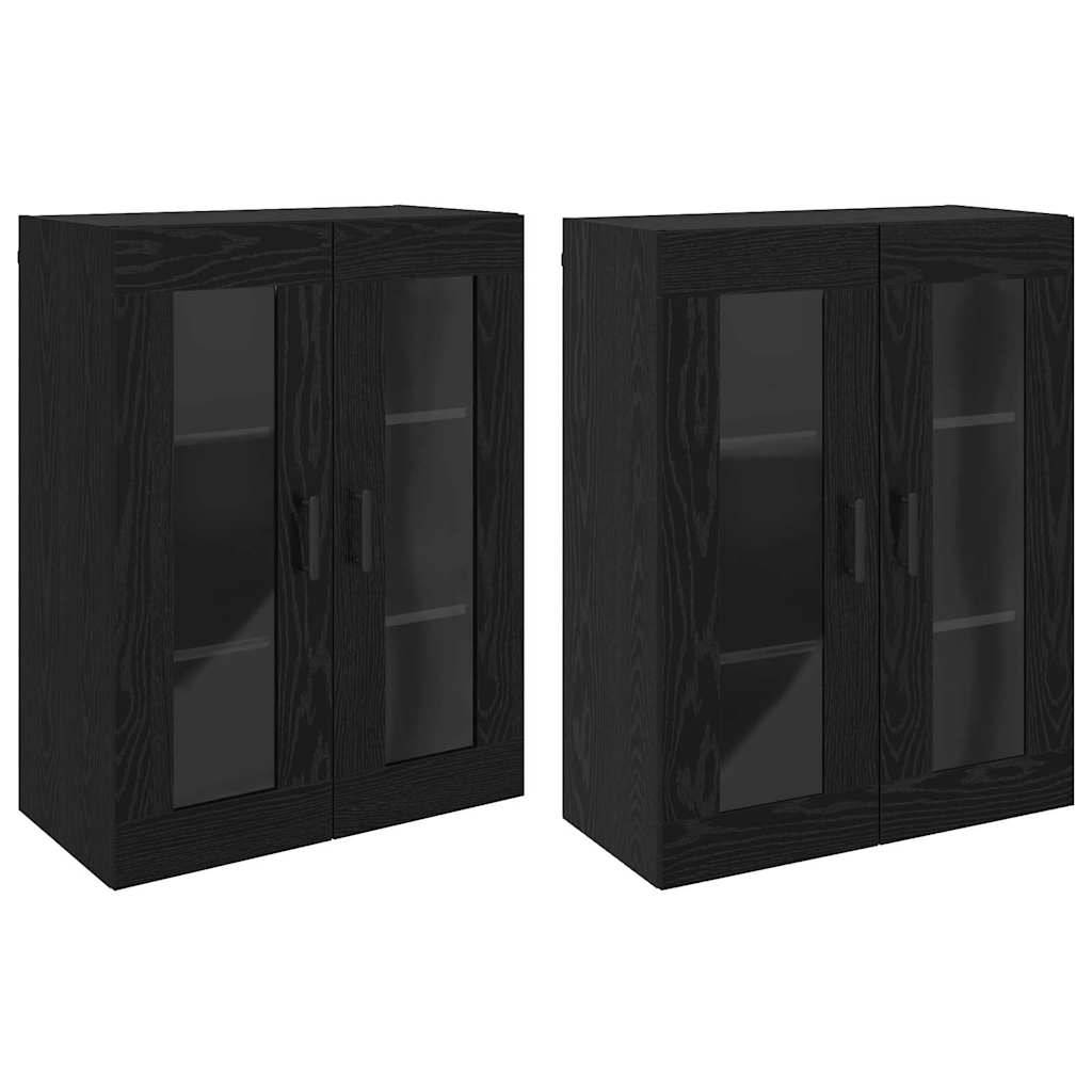 vidaXL Wandmontierte Schränke 2 pcs Schwarz Eichen-Optik