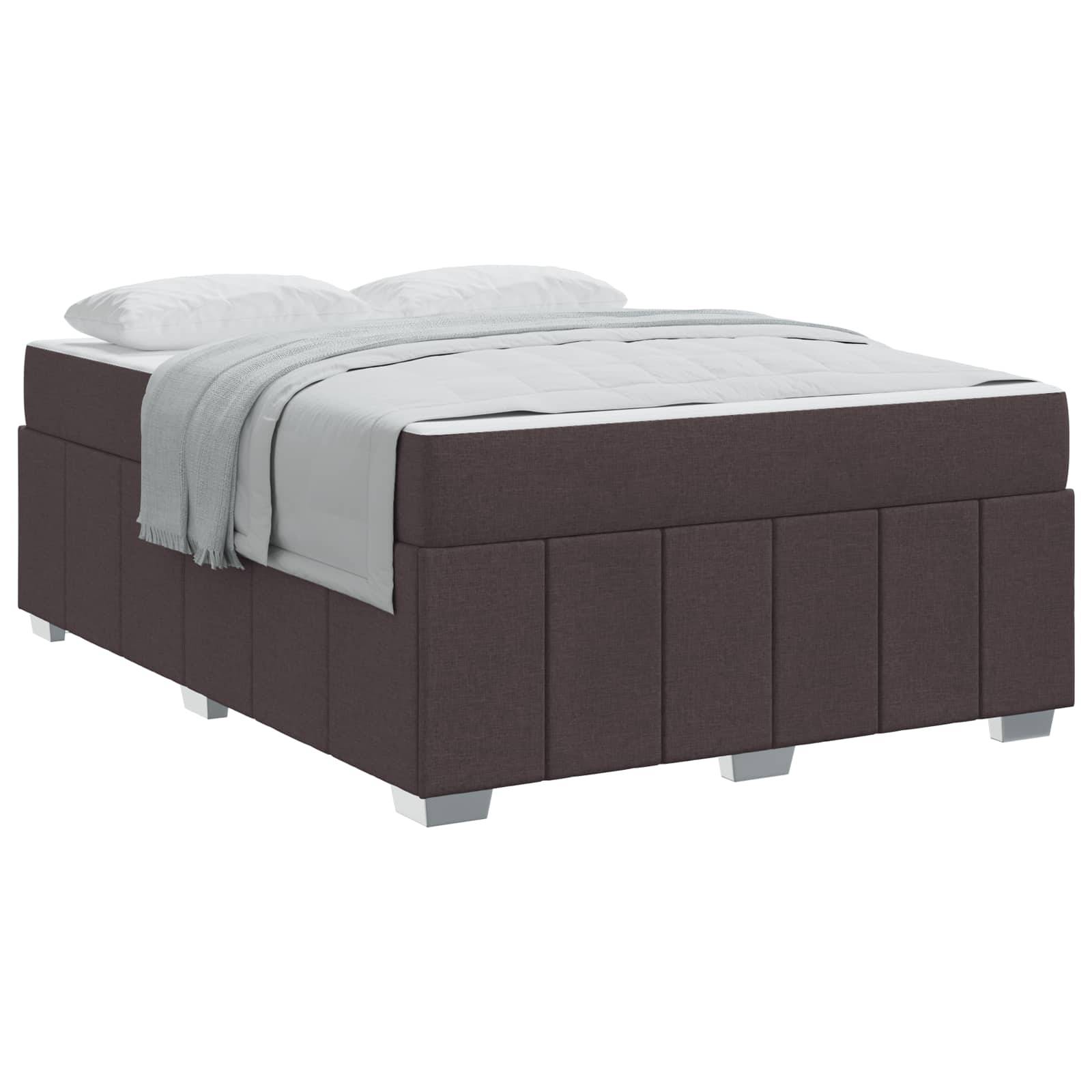 vidaXL Bettrahmen mit Matratze Dunkelbraun 140 x 200 cm Stoff