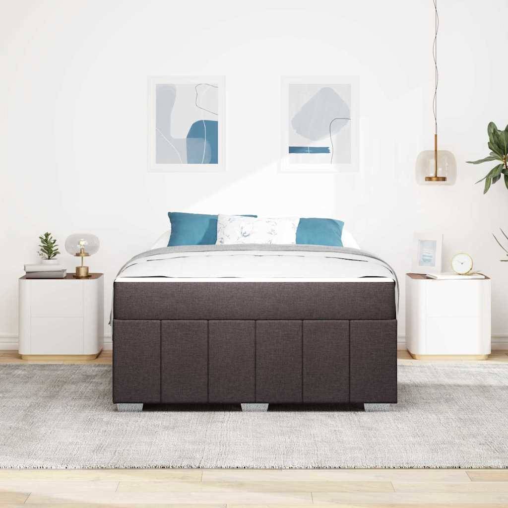 vidaXL Bettrahmen mit Matratze Dunkelbraun 140 x 200 cm Stoff