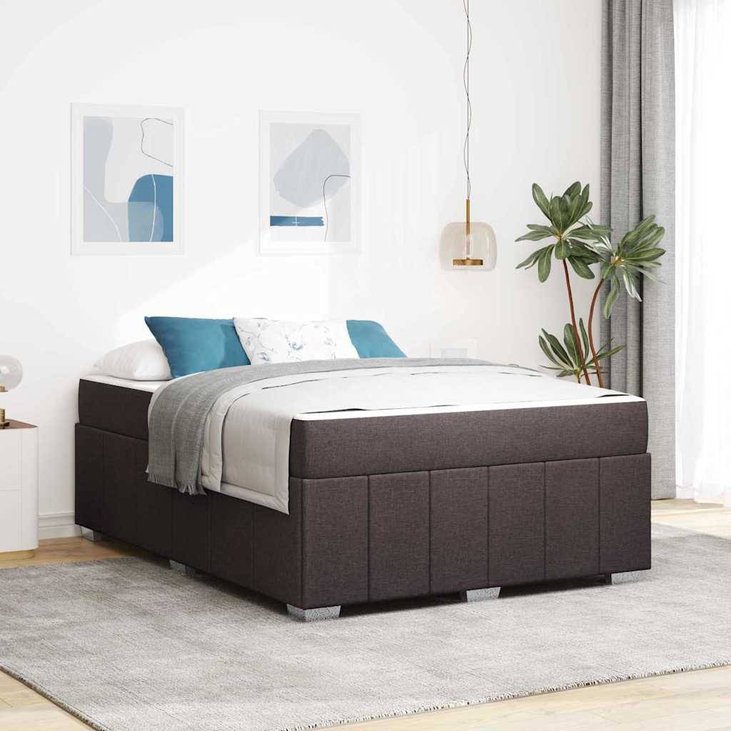 vidaXL Bettrahmen mit Matratze Dunkelbraun 140 x 200 cm Stoff