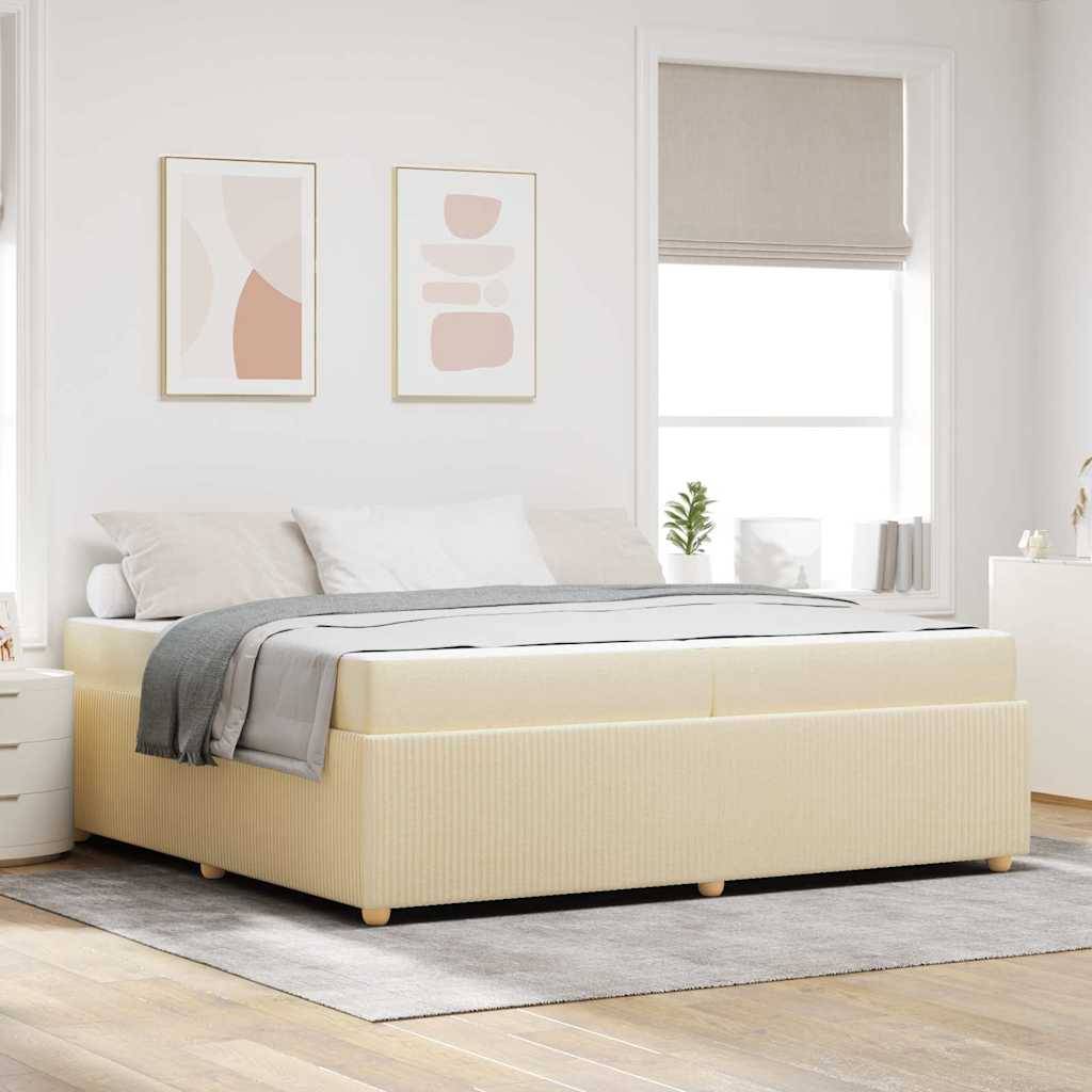vidaXL Bettrahmen mit Matratze Creme 200 x 200 cm Stoff