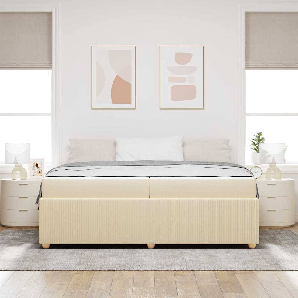 vidaXL Bettrahmen mit Matratze Creme 200 x 200 cm Stoff