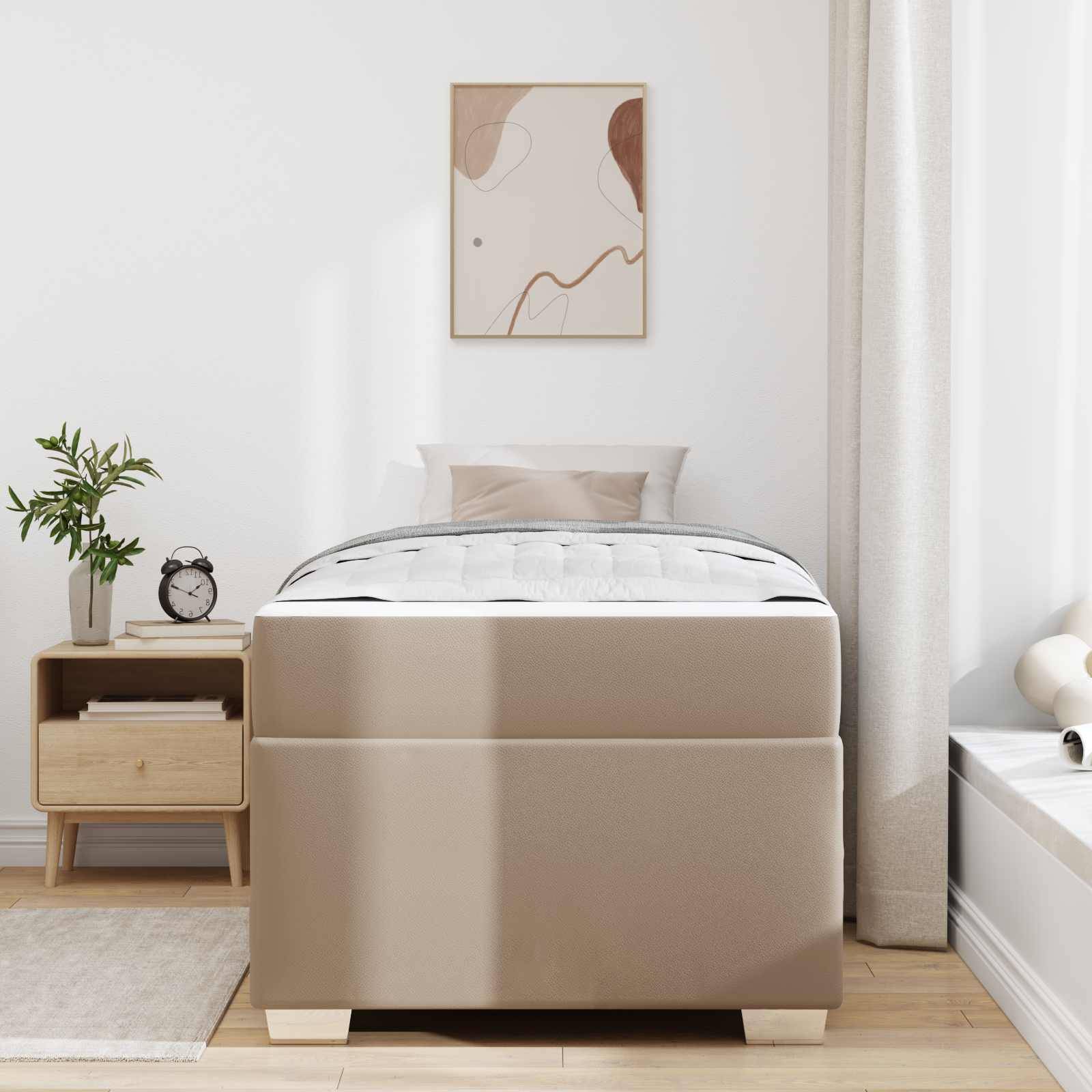 vidaXL Bettrahmen mit Matratze Cappuccino 90 x 200 cm Stoff