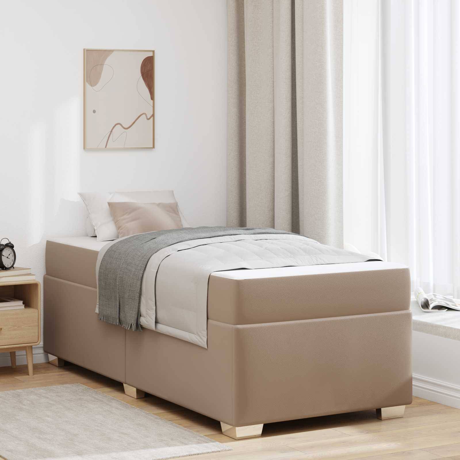 vidaXL Bettrahmen mit Matratze Cappuccino 90 x 200 cm Stoff