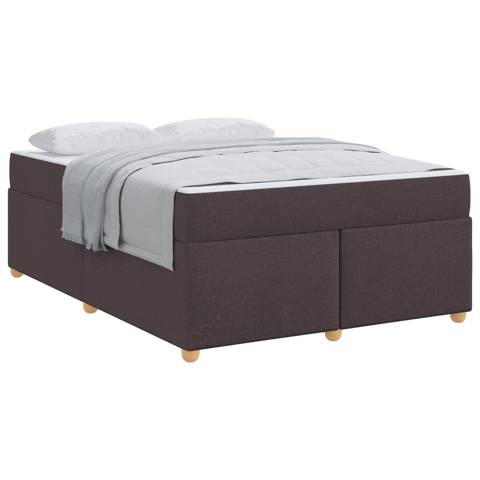 vidaXL Bettrahmen mit Matratze Dunkelbraun 140 x 200 cm Stoff