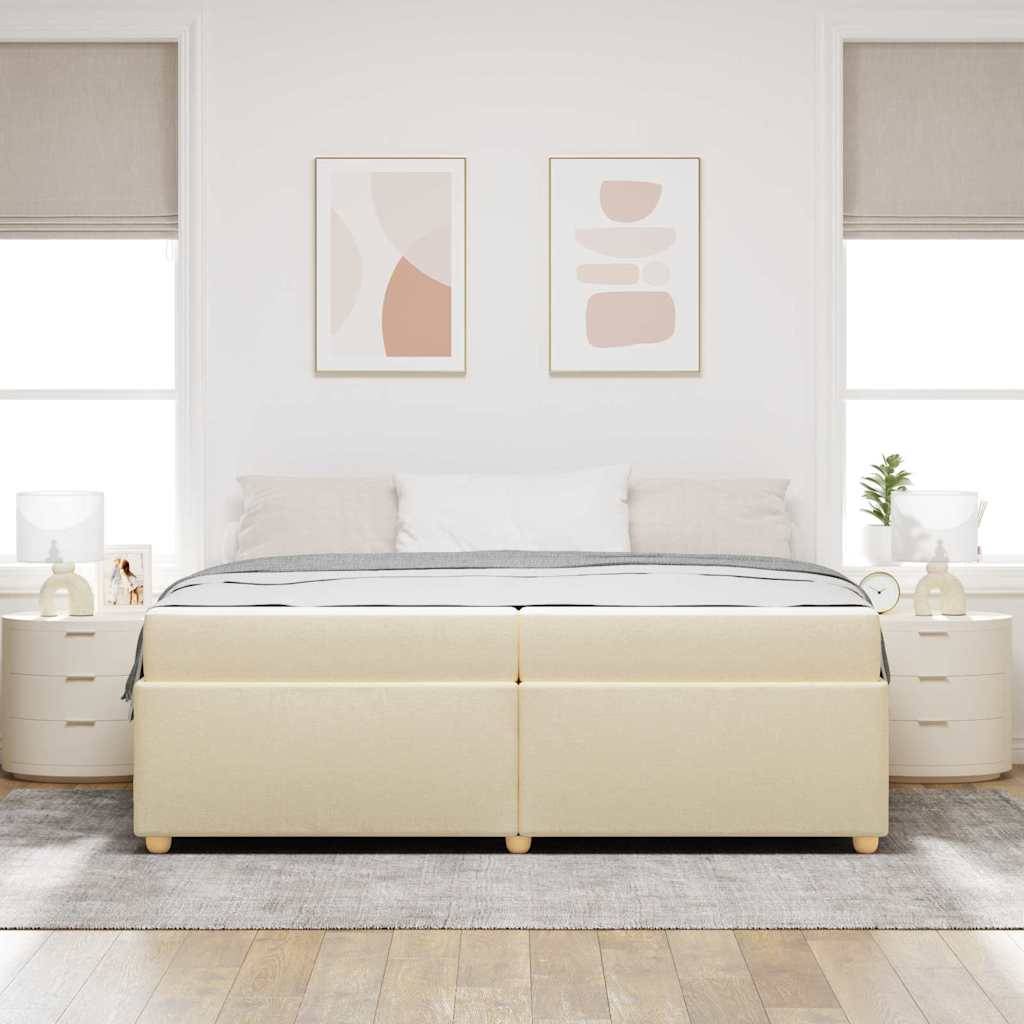 vidaXL Bettrahmen mit Matratze Creme 200 x 200 cm Stoff
