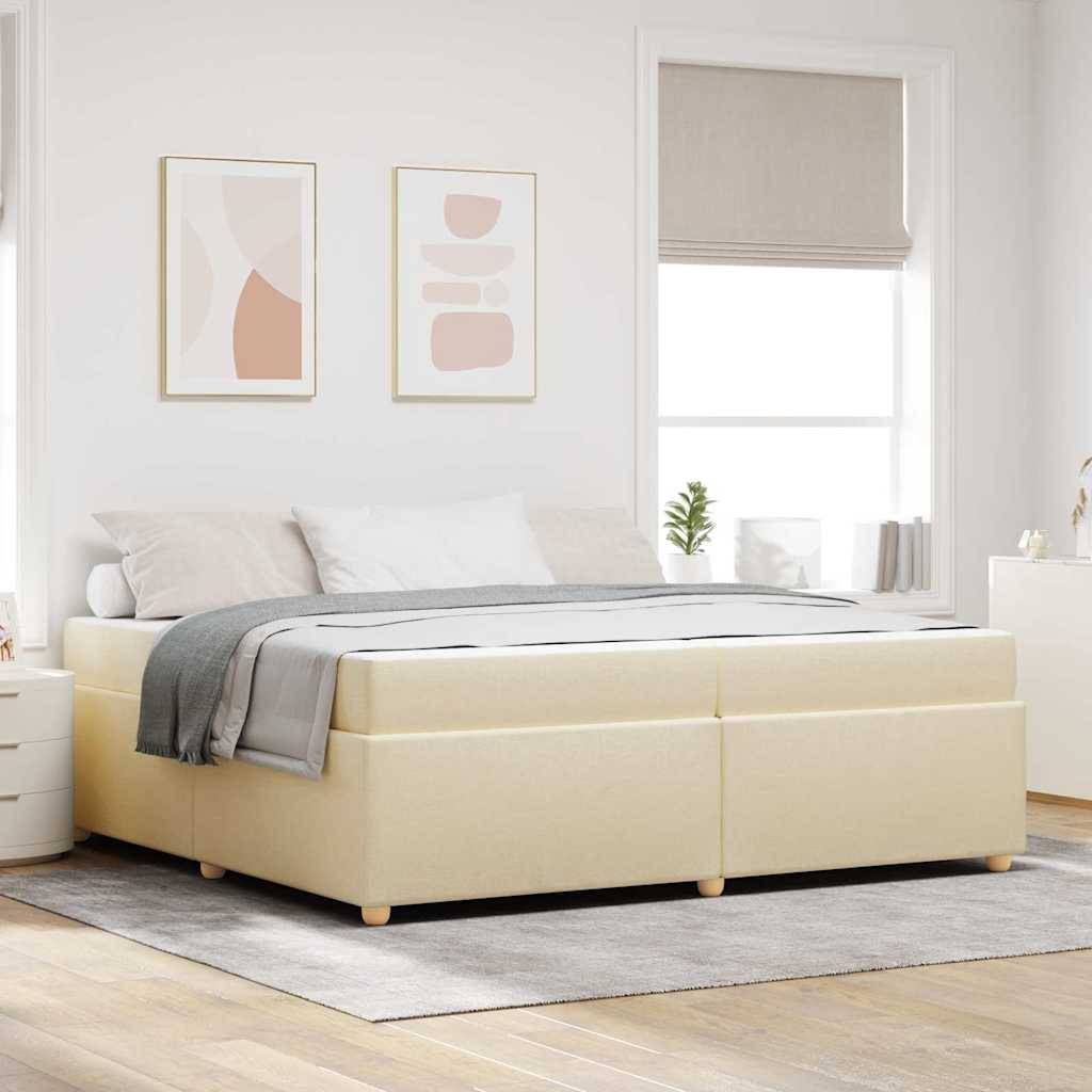 vidaXL Bettrahmen mit Matratze Creme 200 x 200 cm Stoff