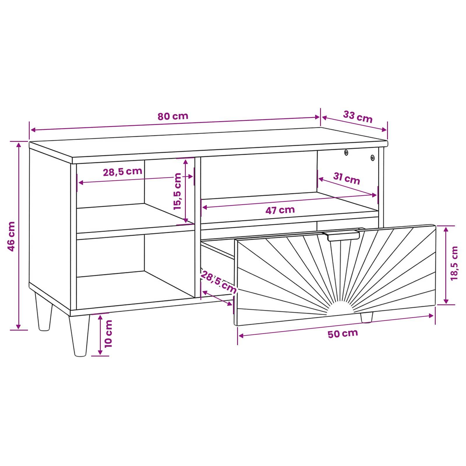 vidaXL TV-Schränk Schwarz und Gold 80 x 33 x 46 cm Holzwerkstoff