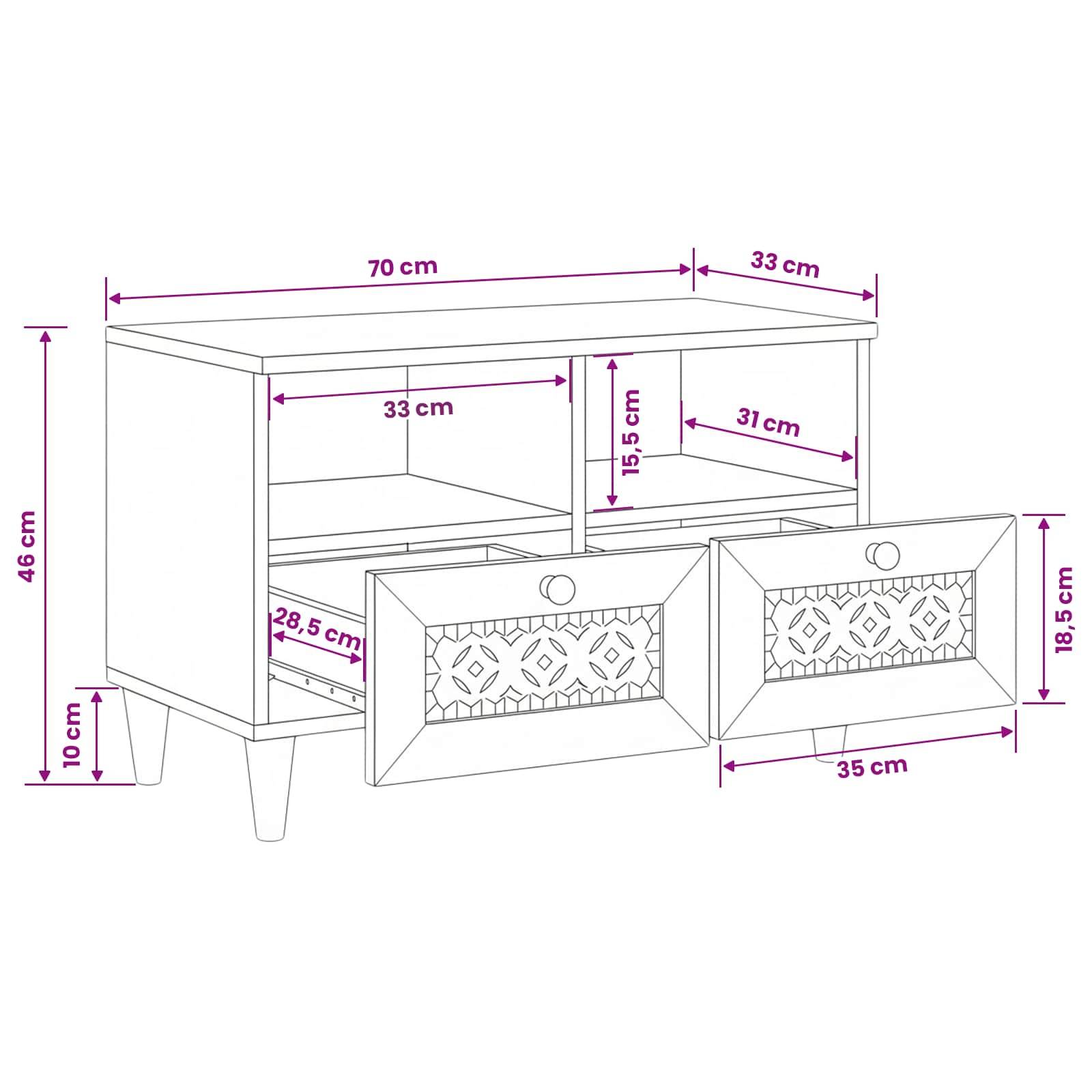 vidaXL TV-Einheiten mit Regal Hellbraun 70 x 33 x 46 cm Holzwerkstoff