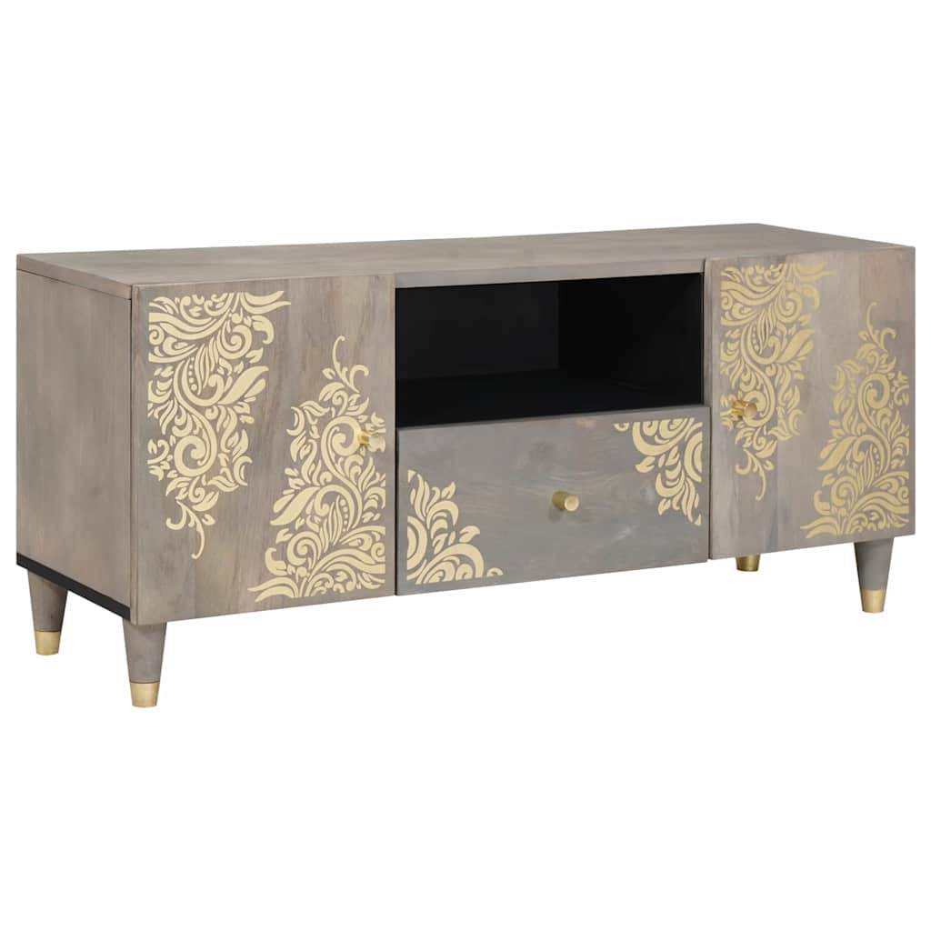vidaXL TV-Schränk mit Regal Grau 105 x 33 x 46 cm Massivholz Mango