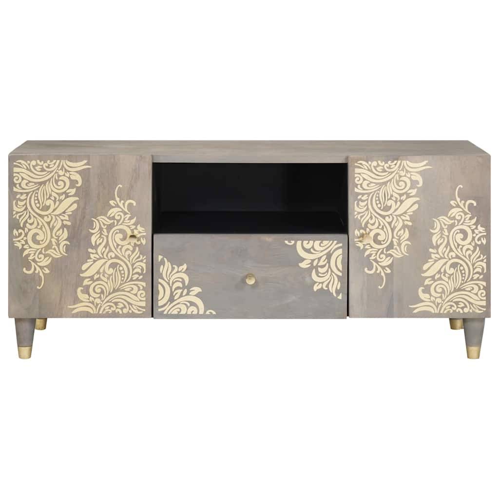 vidaXL TV-Schränk mit Regal Grau 105 x 33 x 46 cm Massivholz Mango
