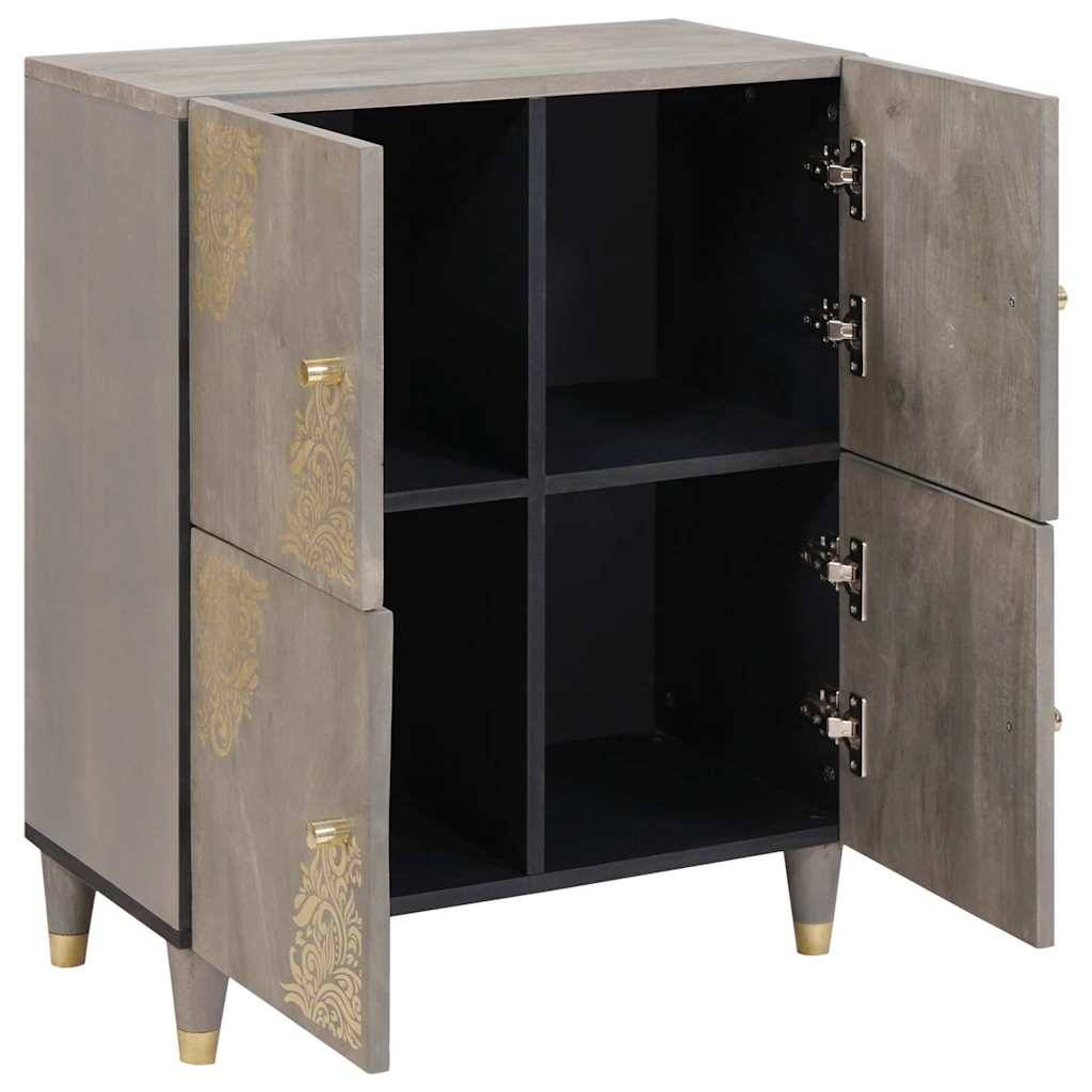 vidaXL Sideboard Grau und Gold 60 x 33 x 75 cm Massivholz Mango