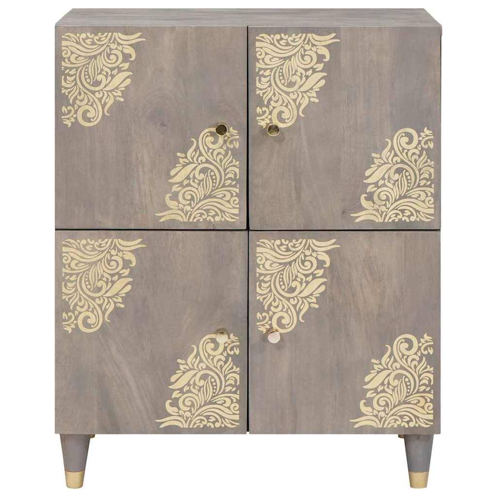 vidaXL Sideboard Grau und Gold 60 x 33 x 75 cm Massivholz Mango