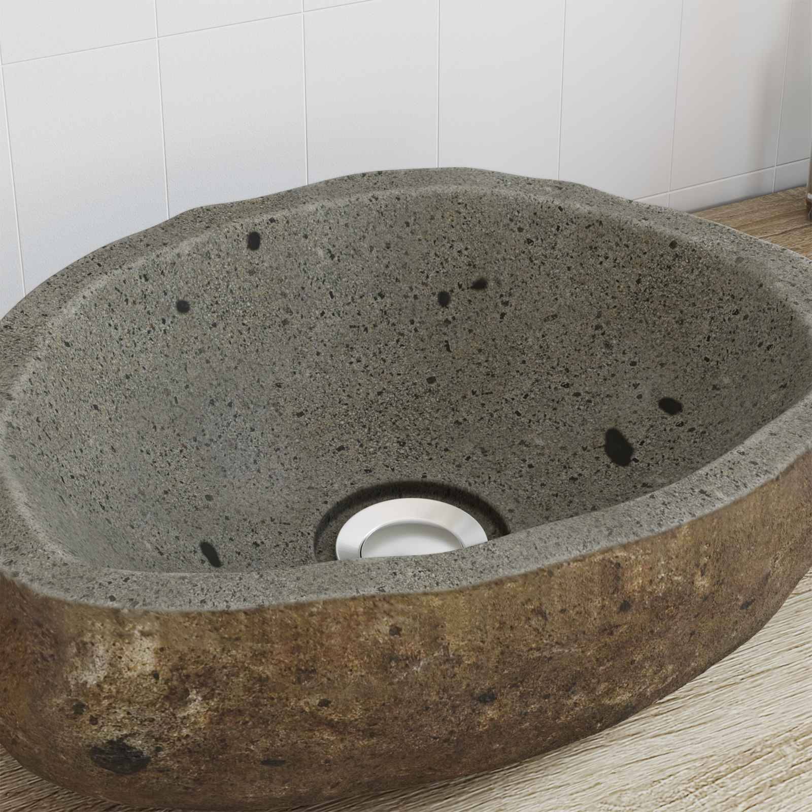 vidaXL Flusssteinwaschbecken Hellgrau (30-37) x (25-30) x 12 cm