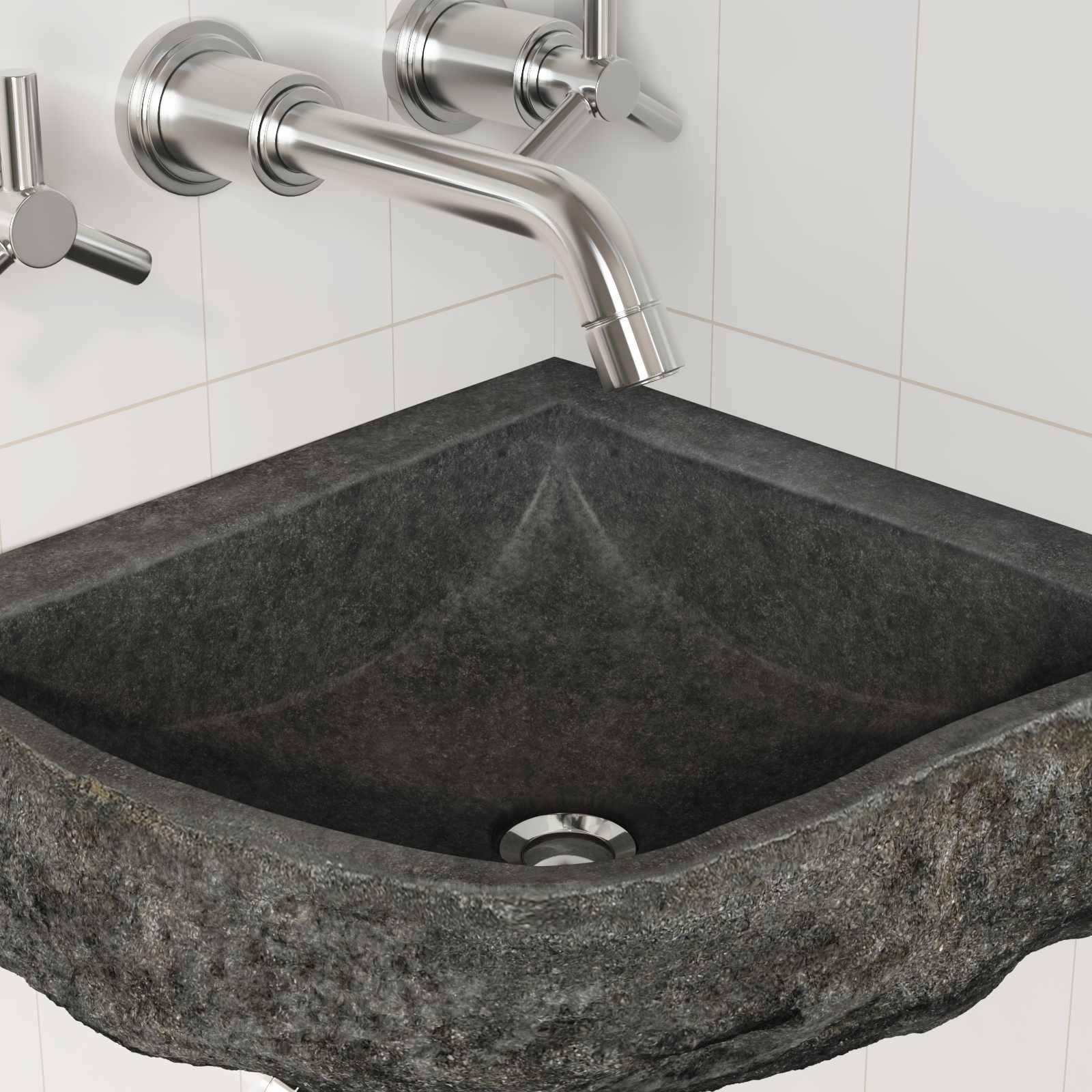 vidaXL Waschbecken Grau (30-37) x (30-37) x 12 cm Flussstein