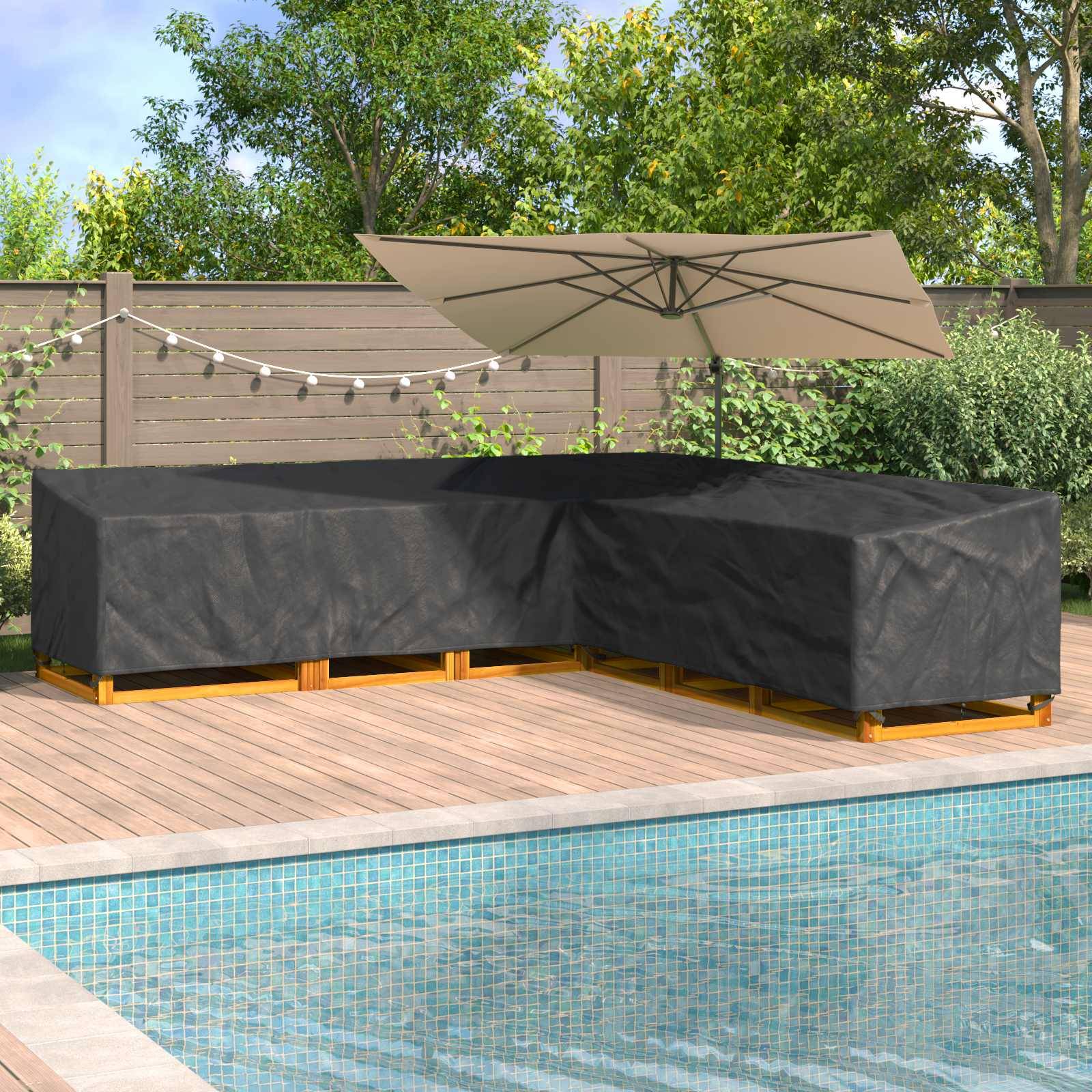 vidaXL Möbelbezug Schwarz 325 x 325 x 80 cm 420D Oxford Stoff