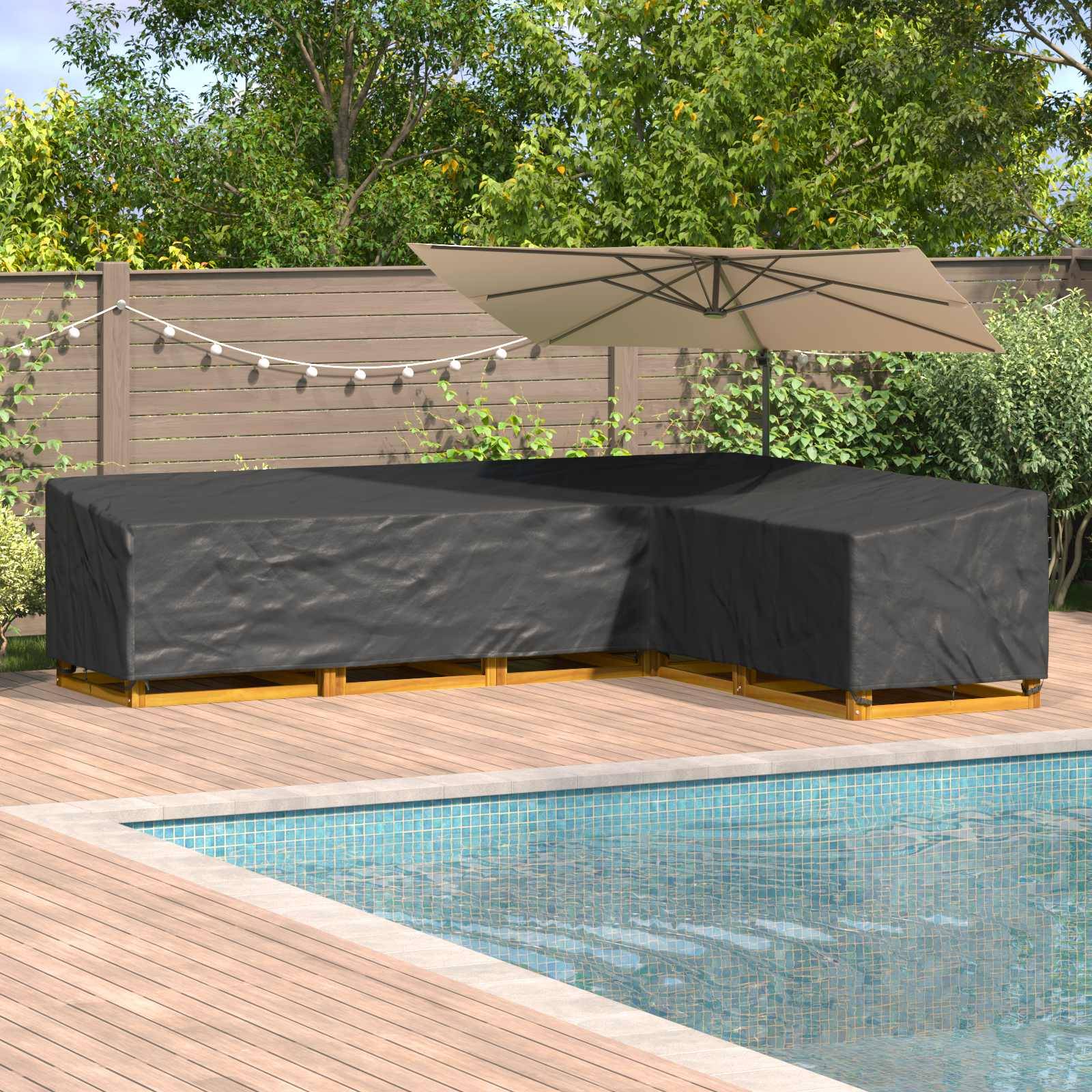 vidaXL Möbelbezug Schwarz 355 x 275 x 80 cm 420D Oxford Stoff