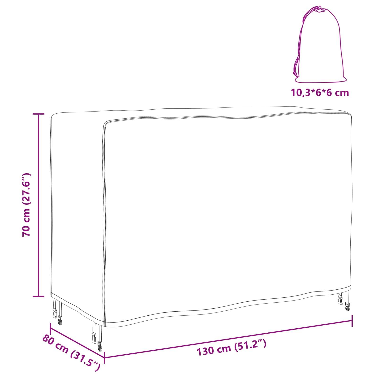 Abmessungen der Schutzabdeckung: 130 cm (51,2