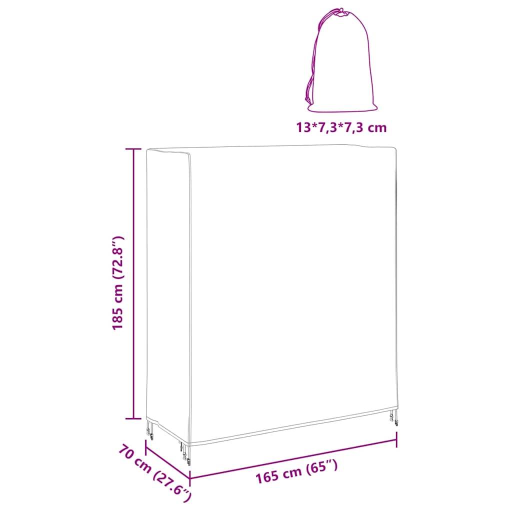 vidaXL Pingpong Tischbezug Uni Schwarz 165 x 70 x 185 cm Stoff