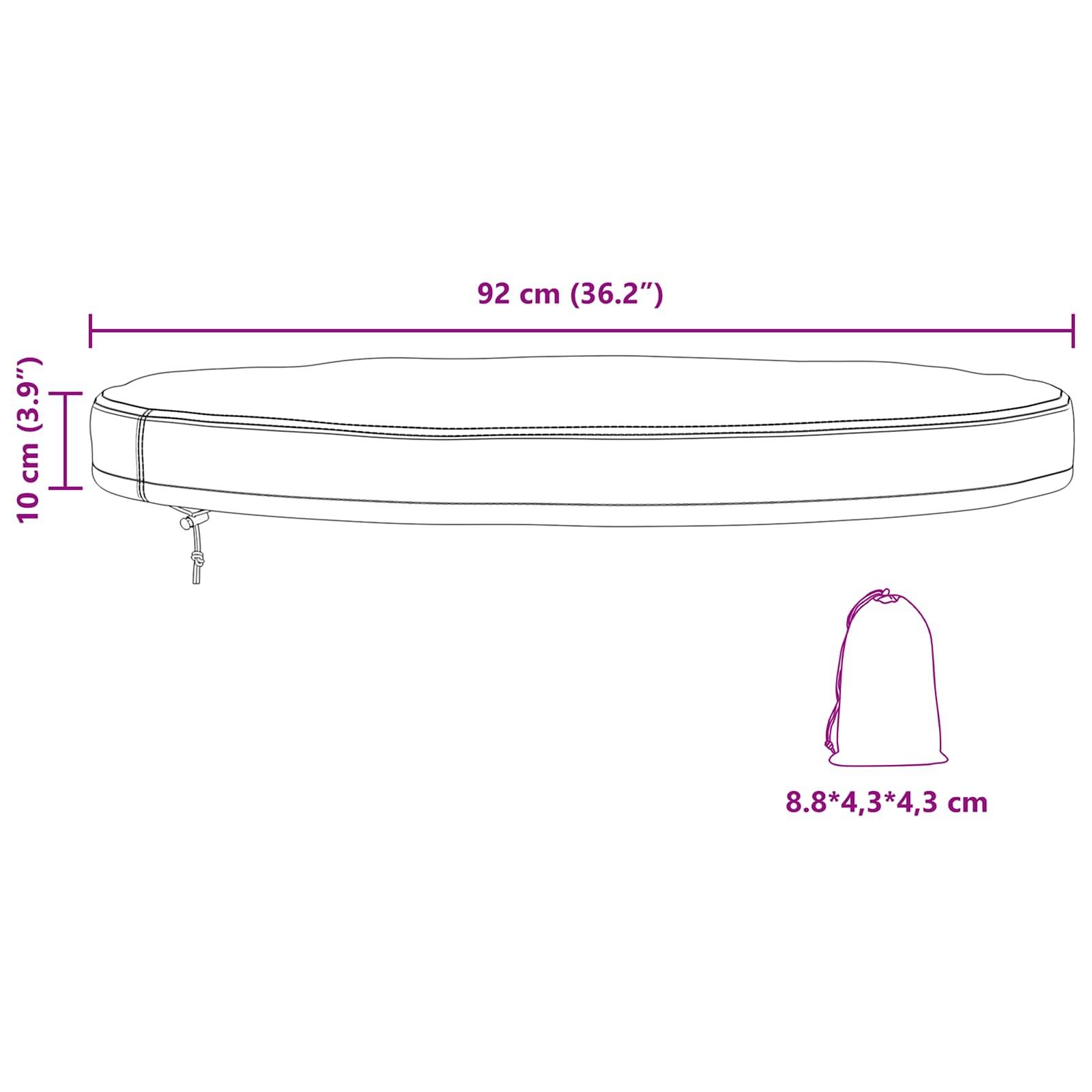 Kissenabmessungen: Länge 92 cm (36,2 Zoll), Höhe 10 cm (3,9 Zoll). Inklusive einer Tragetasche mit den Maßen 8,8 x 4,3 x 4,3 cm.
