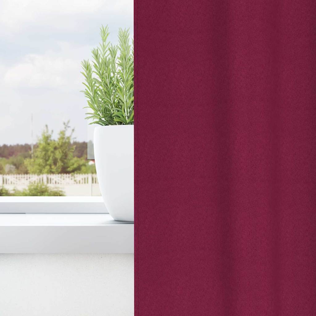 vidaXL Verdunkelungs-Vorhänge mit Ringen 2 pcs Weinrot 245 x 140 cm