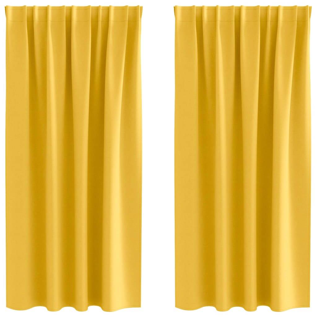 vidaXL Verdunkelungs-Vorhänge mit Ringen 2 pcs Senfgelb 175 x 140 cm