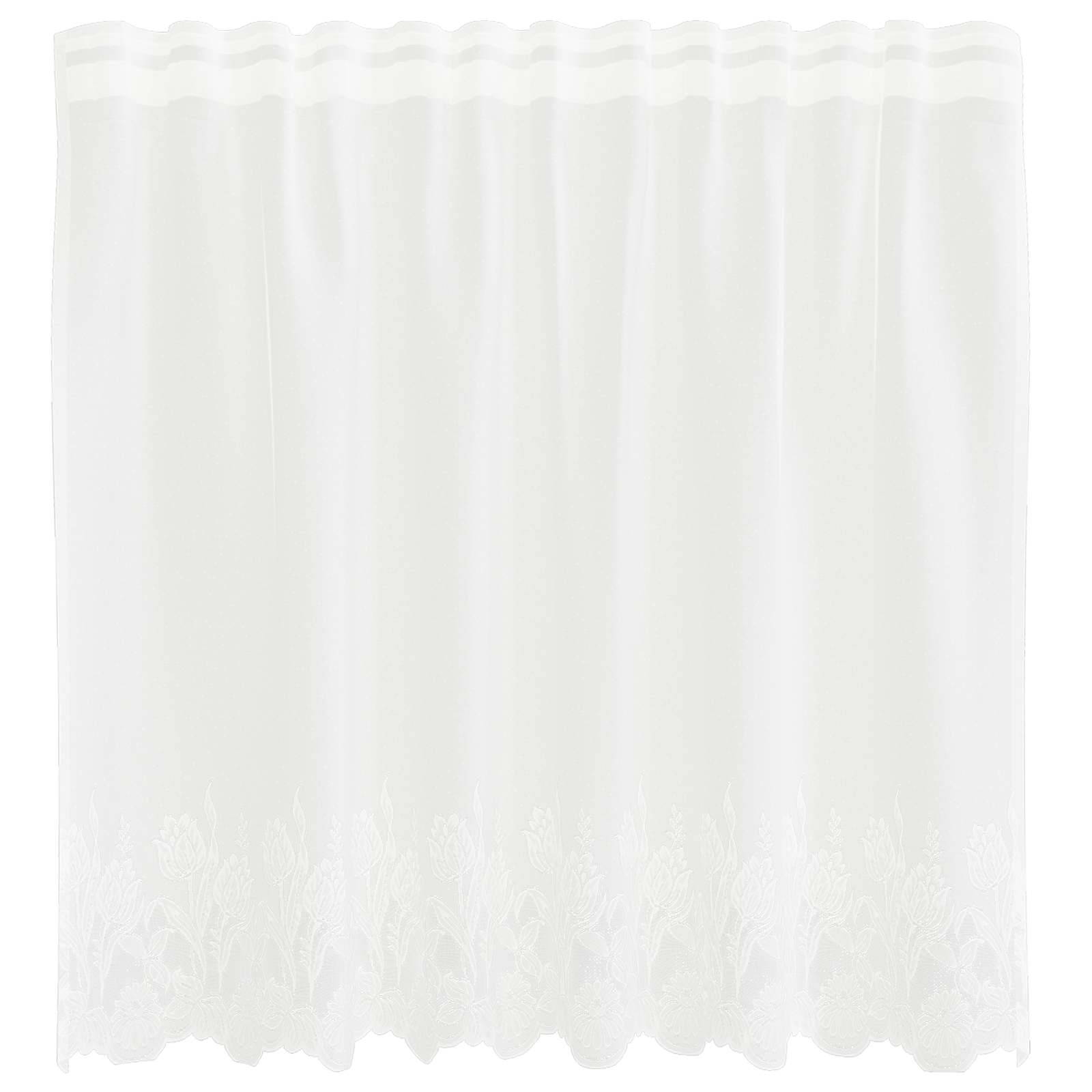 vidaXL Spitzenvorhang mit Vorhängen Floral Weiß 80 x 150 cm Polyester